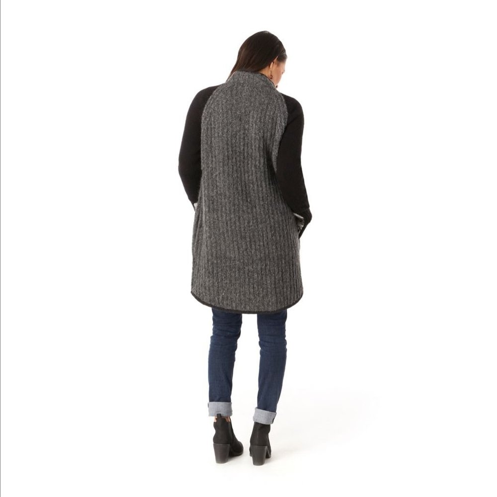 Chup Smartwool Black & Grey Speren Wool Blend Cardigan Sweater Wrap Size XS - Picture 3 of 9